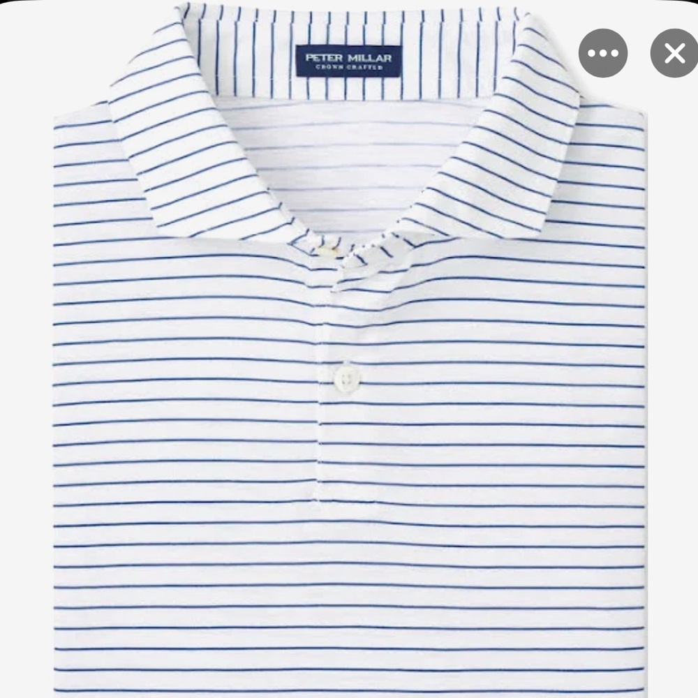 Peter Millar White and Black Striped Polo Shirt
